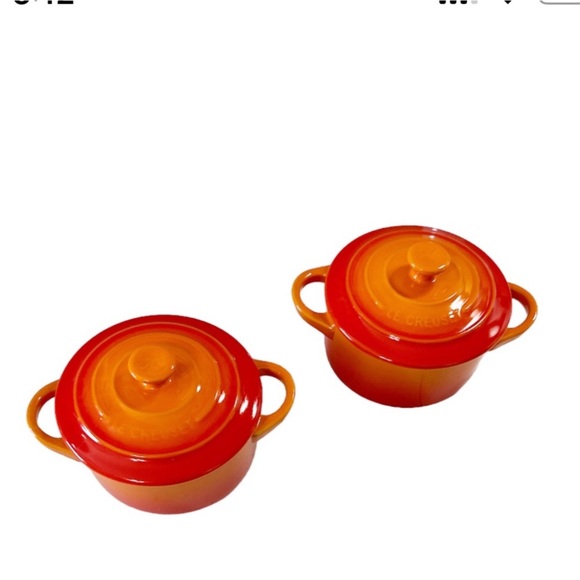 NEW Le Creuset FLAME Mini Cocotte Set/2 π₯π₯π₯ - Picture 3 of 7